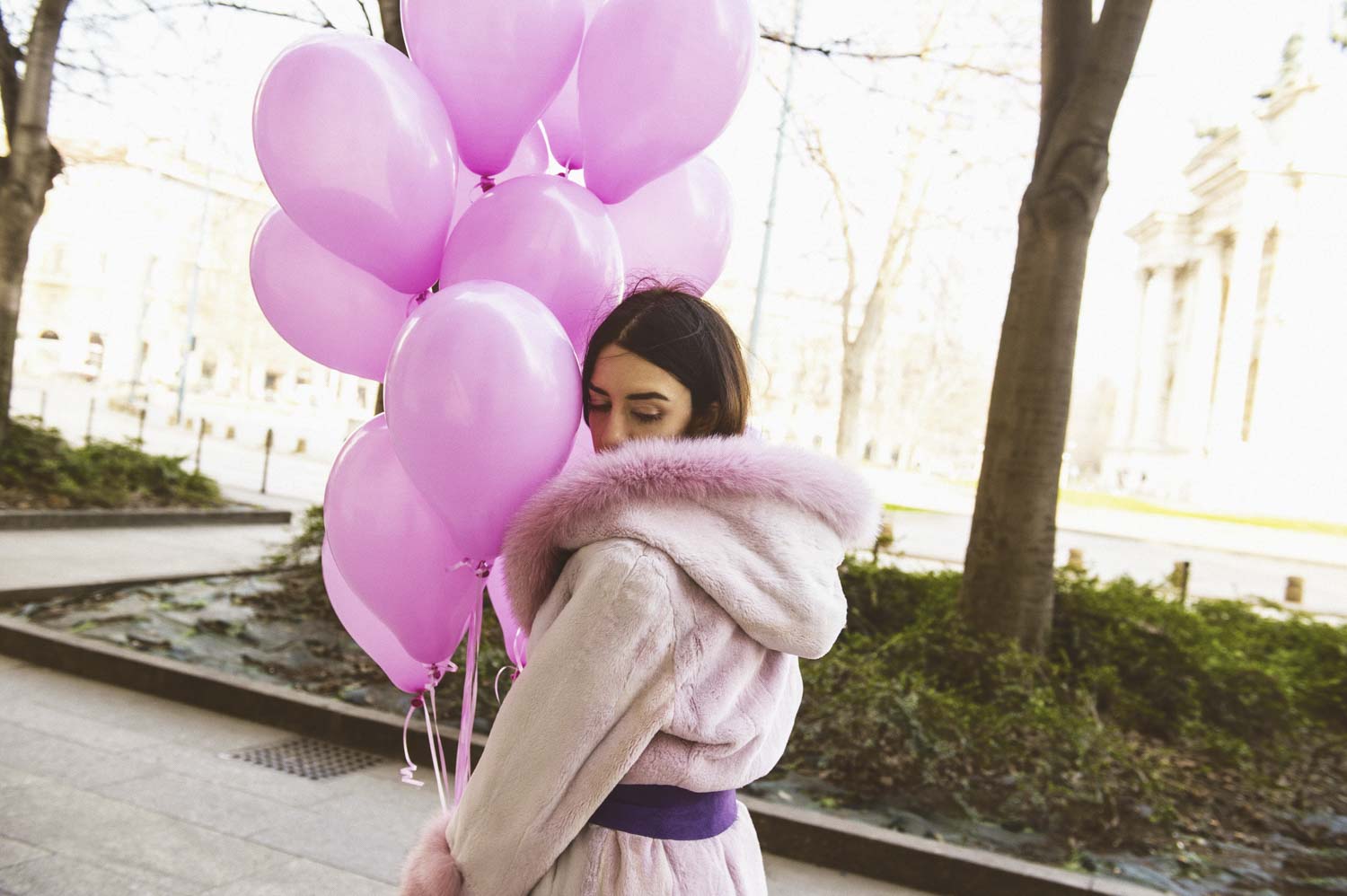 pelliccia rosa volpe con cappuccio