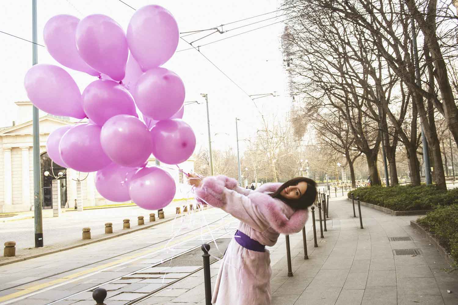 pelliccia visone rosa