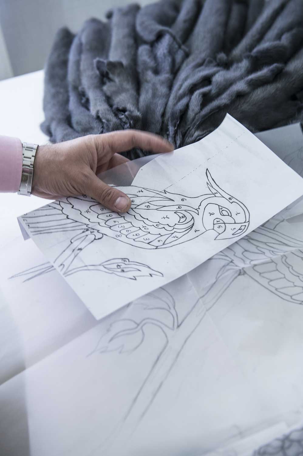 disegno dell'intarsio in visone